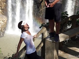 Bruce and Morgan: So much piss and cum at the waterfall
