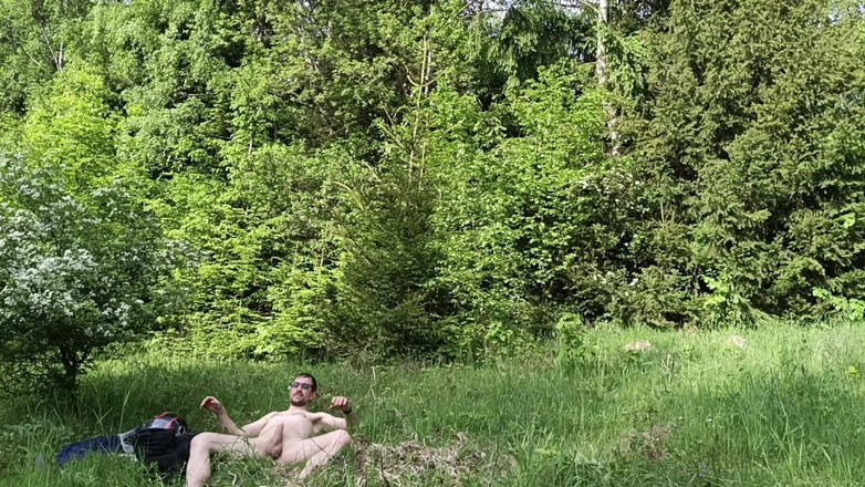 kickerscooter: Masturbating Outside in the Woods Completely Naked, Huge Cumshot