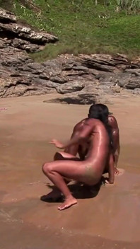Big ass brunette pleasured with a hard BBC outdoor