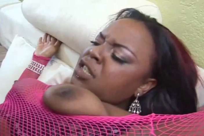 Black Sinner: Colored hair ebony has nice threesome sex