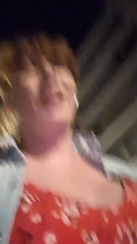 Pluged and Chastity Big Tits TS Outdoor Walk