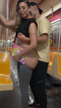 Student Girl Gets Cum on New York Subway Train.