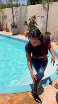 Wet Poolside Tease with April Big Ass