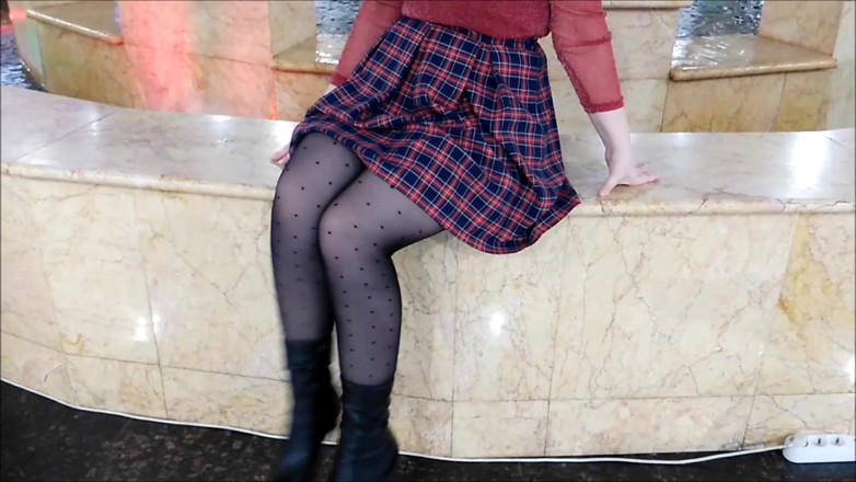RedRoseRus: Nylon legs under the skirt