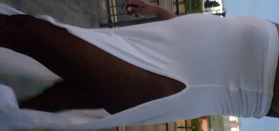 Lingeriemanx69: White dress and street walk