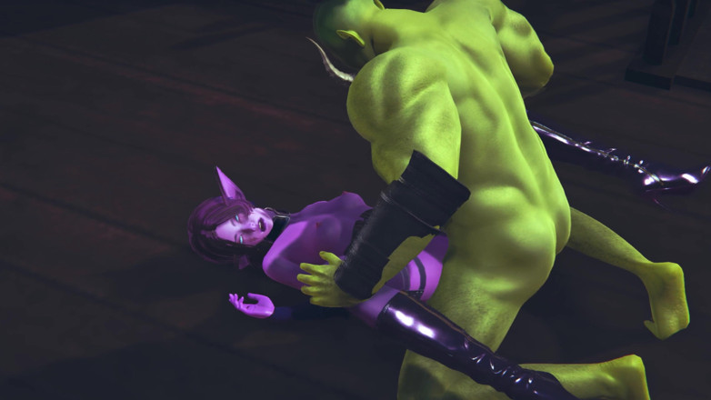 Waifu club 3D: Elf gets pussy creampie from big orc