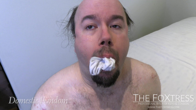Domestic femdom: Sockgagged