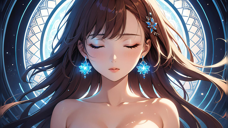 LustRender: Inner glow: eine schöne junge frau, die weiches licht ausstrahlt