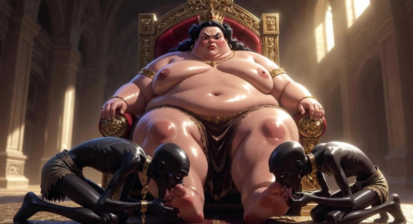 Anime Hentai: Huge BBW Mistress Foot Worship - Slaves Licking Her Feet to...