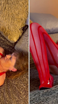Granny in Red: Dildo Fucking Slut