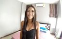 Thai Girls Wild: Skinny Asian chick gets cum across her tongue