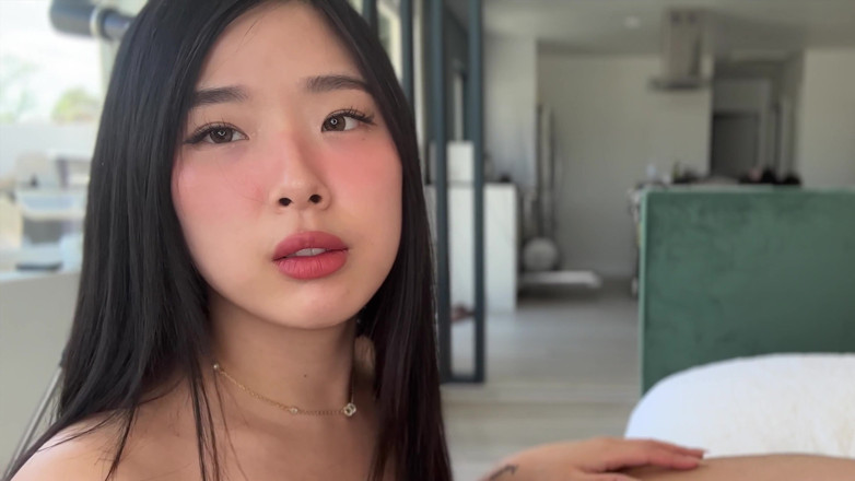 Elle Lee: Asian babysitter in miniskirt gets fucked