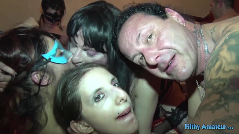 Filthy Amateur: Real private amateur orgy with stepsisters and transvestite