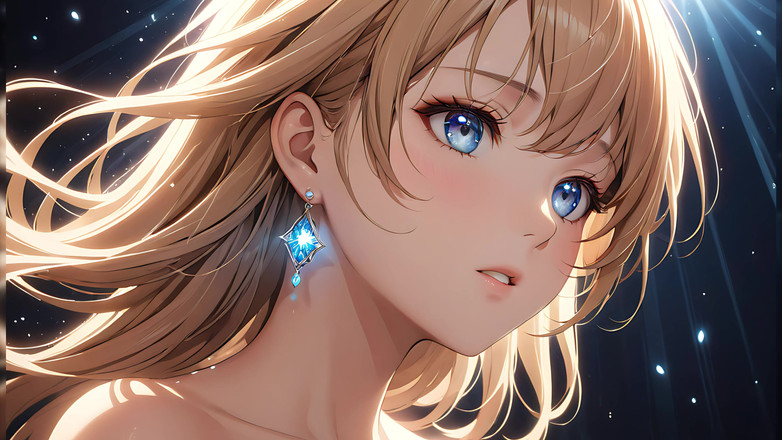 LustRender: Неземное восхождение: красивая молодая женщина, завернутая в небесный свет