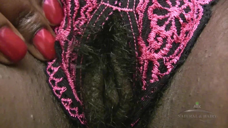ATK Hairy: Hairy and black Chocolate changes her lingerie