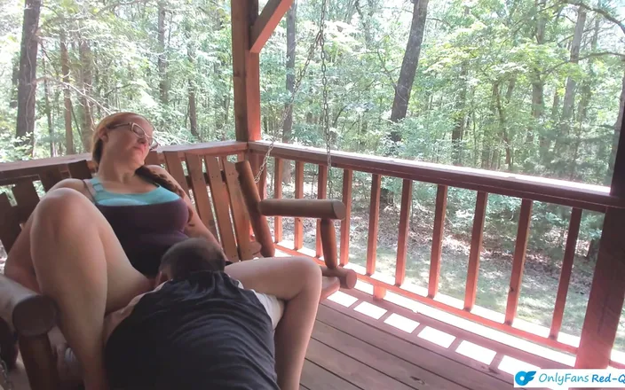 Red Queen: Outdoor Porch Swinging Blow Job and Pussy Licking with Ginger...