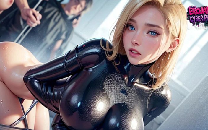Cyber punk: Cyborg kvinna, naken med stora bröst 1