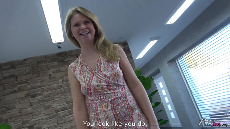 POV Bitch: Casting blonde gives blowjob and gets pounded in missionary