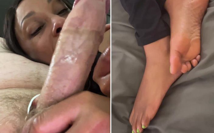 Pink Foxx: MILF chupa pau branco enquanto mostra seus pés ébano