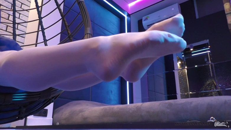Mistress Legs: Mistress legs in white sheer pantyhose