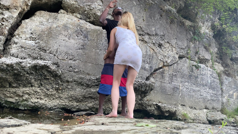 TheRealBigDaddyKJ: Bigdaddykj: Tiny White Slut Bounces on BBC Outside | Full