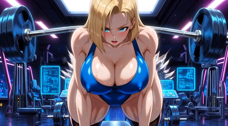 Stories&Anime: Android 18 Hentai Gym dokucza - duże cycki odbijają ogromny tyłek Brudna...