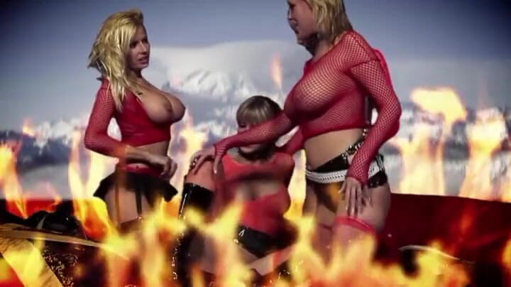 CBD Media: Smoking hot busty ladies having lesbian group sex in hell