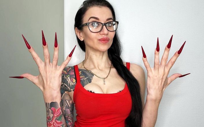 Julia domaina: Finger Snapping, Long Fingers with Red Long Nails