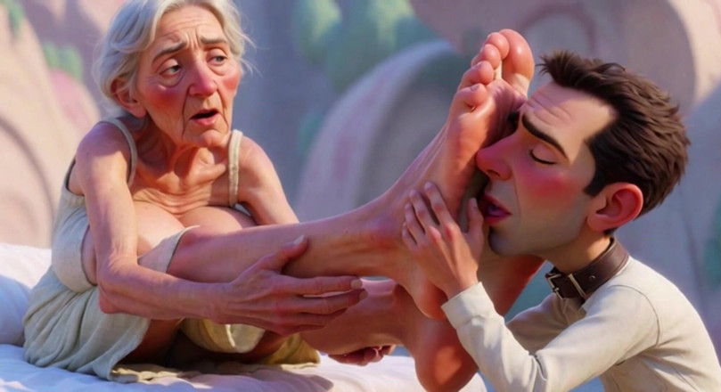 YOUR BEST FANTASY: Giantess Old Granny Foot Slave Worship - Tiny Man Licking Her...