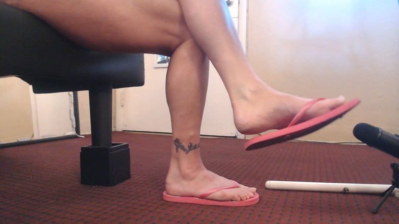 Abby Anna: ASMR pink striped filthy flip flops