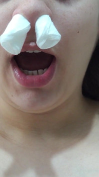My Stepsister Puts Cotton in Her Nose and Masturbates with Her Pussy Then Puts Cotton in Her Ears Too