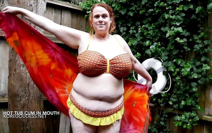 Kore Goddess: Redhead BBW sucks his cock in the pool in outdoor...