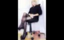 Faustine: Super Sexy Crossdresser Vinyl Skit Nylon Pantyhose Dance After Work