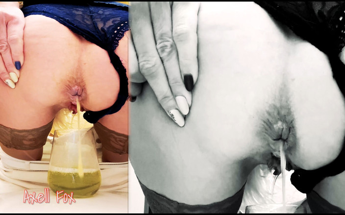 Axell Fox: Drenaje de esperma # 1. Axell Fox drena semen en el baño...