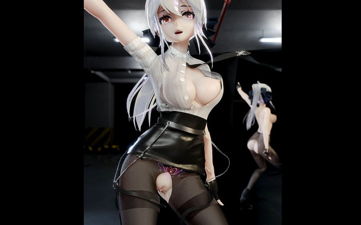 MikuMotion: [MMD] Haku-başparmak yukarı OL üniforması, kalem etek, kasık kesimli siyah çoraplar, erotik...