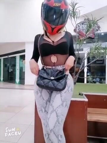 Barbietransxxxx: Girl outdoor anal square with her motorcycle helmet