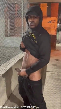 Outdoor Cumshot Stroking My Big Black Cock