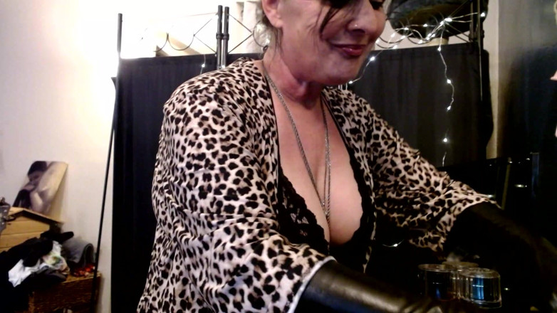 Abby Anna: Sexy MILF in Gloves Smoking a Cigarette