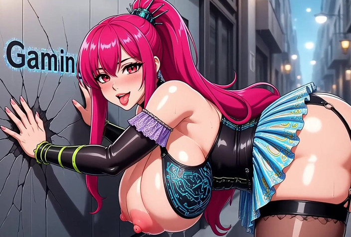 Gaming vision: Cyberpunk Ai Girl Menunjukkan Buah dada dan pepek