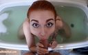 Red Kite Kat: Beautiful girl sexually splashing in bath and blowjob - cumshot