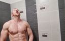 Martin Hard: Muscular guy with big dick showering, jerking off and eating...