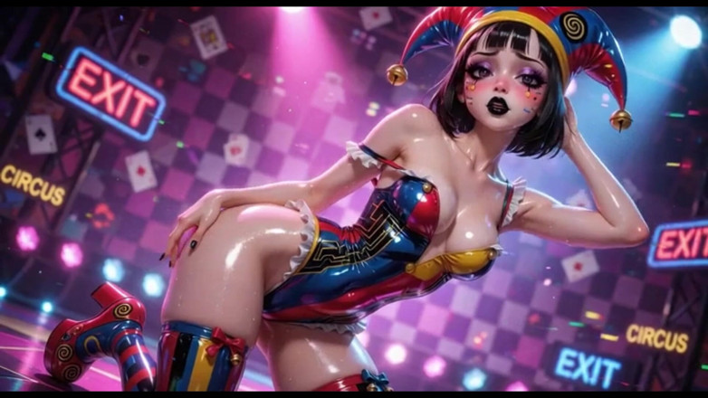 Ianimedia: Clown Girl Covered in Thick Cum - Ahegao &amp; Tit Play Compilation
