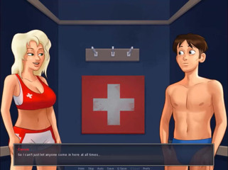 Cartoon Play: Summertime saga part 137 - blowjob through a hole swim guard