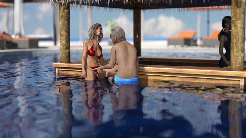 Dirty GamesXxX: 늙은 녀석에게 보지를 주고 수영장에서 자지를 딥쓰롯하는 아내를 지켜보는 Tacos Cuck - 에피소드 90