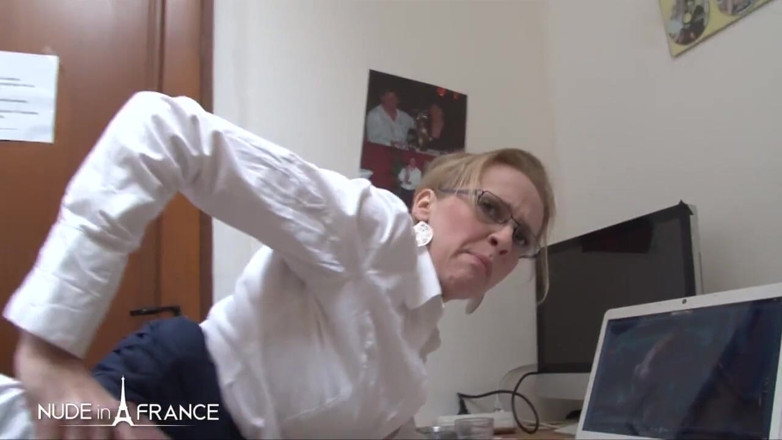 Nude in France: First day at work our new secretary gets analized by...