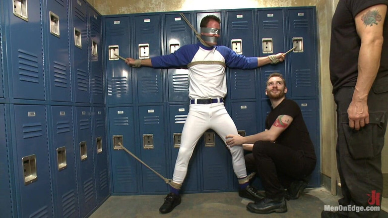 Men on Edge: Captured Baseball Stud Gets Edged in the Locker Room