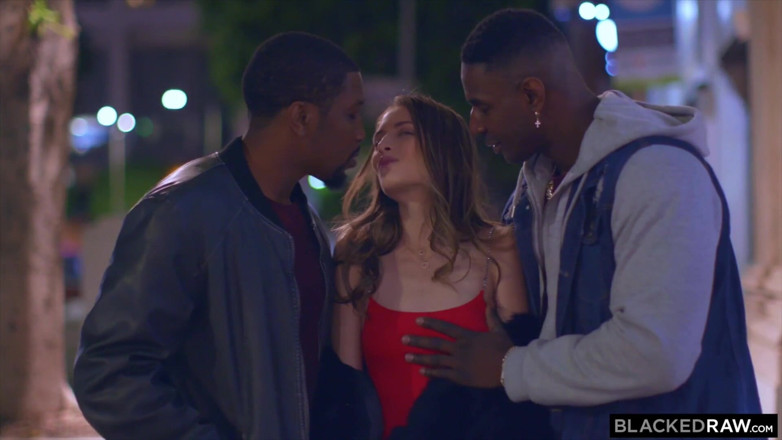 Blackedraw: Blackedraw Thirsty Brunette Gets DP’d by Two Thick BBC’s