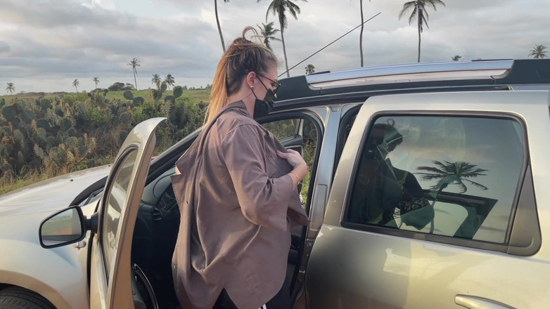 Batty Lux: Naked Busty Blonde Walks by Car on Public Road