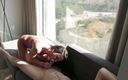 Little buff brunette: Riding and Grinding in Hotel Window Until He Cums on...