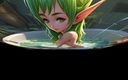 AI Girls: Big Breasted Nude Elf Girl in Bathtub